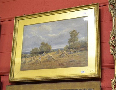 Lot 780 - J H Cole watercolour and gouache, harvesting scene with figures