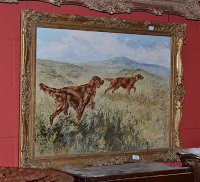 Lot 781 - Henry Wilkinson oil painting, two Red Setters in a landscape