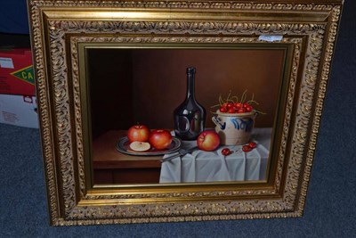 Lot 802 - Andres Gombar, still life, gilt framed oil on panel