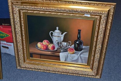 Lot 803 - Andres Gombar, still life, gilt framed oil on panel