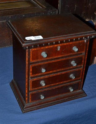 Lot 818 - Victorian four drawer miniature chest with dentil cornice