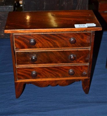 Lot 819 - Victorian mahogany three drawer miniature chest