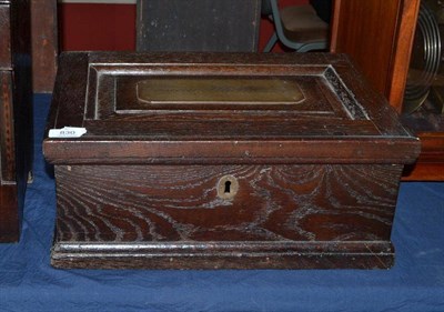 Lot 830 - Oak box with brass plaque, Isaac Whittaker