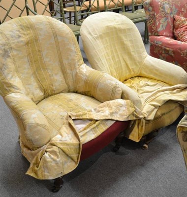 Lot 837 - Two Victorian tub shaped nursing chairs with loose covers