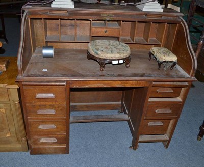 Lot 842 - 1920's Oak roll top desk