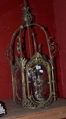 Lot 882 - Victorian brass hanging lantern