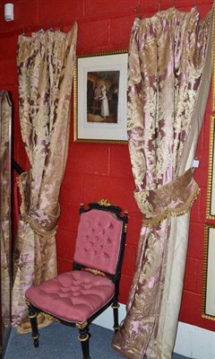 Lot 889 - Quantity of pink and silk brocade curtains