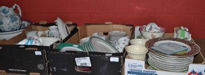 Lot 895 - Four boxes of 19th Century and later teawares, water basins, etc