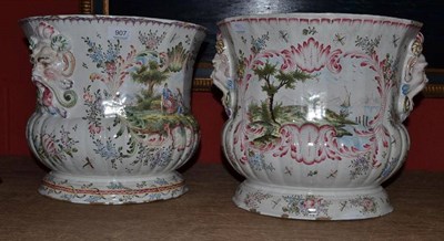 Lot 907 - Pair of Continental faience jardinieres