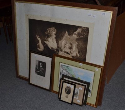 Lot 948 - A large black and white framed print The Duchess of Devonshire, a framed coloured print The...