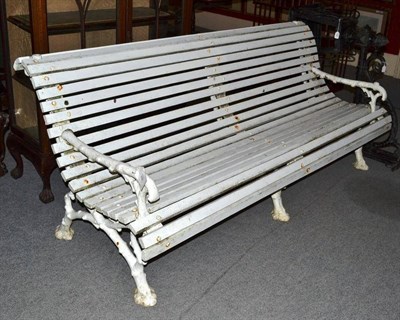 Lot 952 - Painted garden bench with wooden slats and metal branch supports