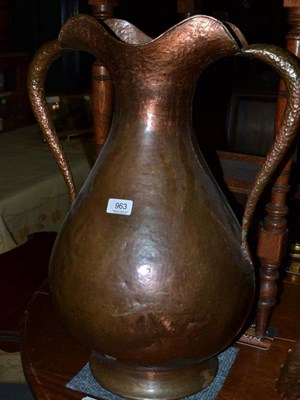 Lot 963 - A Egidio Casagrande hammered copper twin handled vase, height 60cm