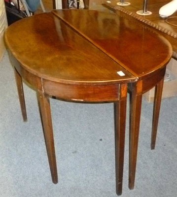 Lot 990 - A George III Demi lune side table and a later matching example