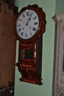 Lot 1013 - Victorian inlaid walnut drop dial wall clock