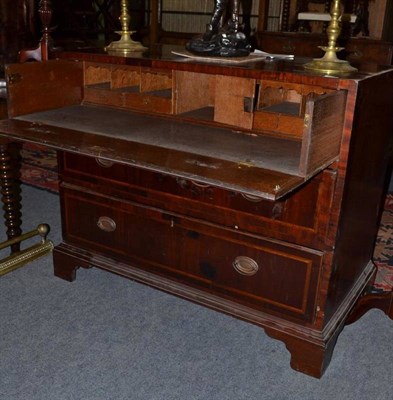 Lot 1042 - An 18th century mahogany three drawer secretaire chest