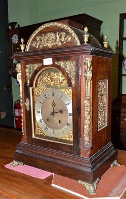 Lot 1058 - A late 19th century mahogany and brass cased bracket clock in 18th century style with two train...