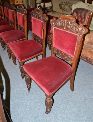 Lot 1069 - Set of six Victorian carved salon chairs