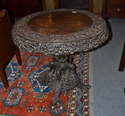 Lot 1078 - A late 19th century carved hardwood centre table