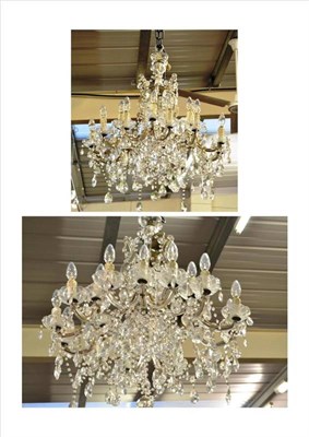 Lot 1082 - A pair of glass chandeliers and four wall brackets