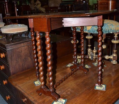 Lot 1085 - Edwardian walnut Sutherland table with spiral turned legs (a.f.)