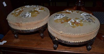 Lot 1087 - Two Victorian beadwork foot stools