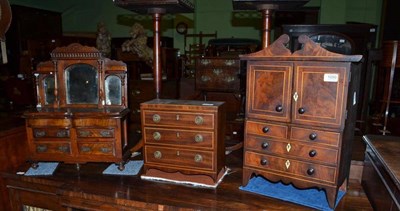 Lot 1090 - Apprentice piece mahogany press and chest of drawers