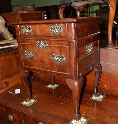 Lot 1110 - An 18th century Dutch or English walnut commode or thunder box, on dwarf cabriole legs, 47cm wide