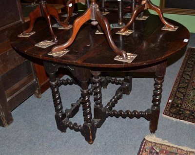 Lot 1125 - Late 17th century oak gateleg table on twist legs and stretchers