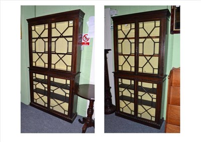 Lot 1152 - Pair of rosewood and mahogany glazed bookcases