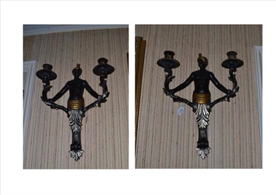 Lot 1169 - Pair of Blackamore sconces