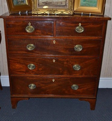 Lot 1193 - George III mahogany crossbanded and box wood strung straight fronted chest of drawers