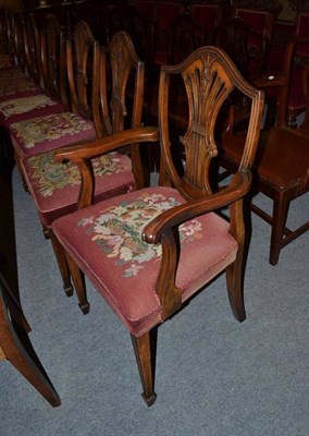 Lot 1212 - A Set of Eight Mahogany Dining Chairs, in George III Style, including two carvers, each with...