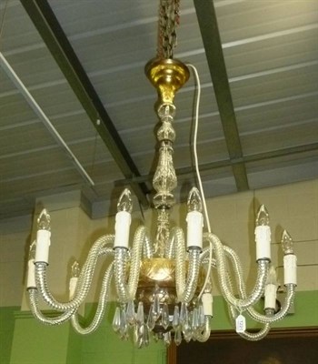 Lot 1221 - Twelve branch glass chandelier