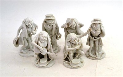 Lot 22 - A Set of Six 20th Century Capodimonte-Style Grotesque Figures  Ex. Renishaw Hall