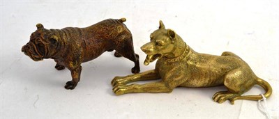 Lot 41 - A Cold Painted Bronze Figure of a Bulldog, stamped Geschutzt, numbered 8412, 8cm high; and A...