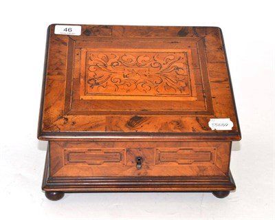 Lot 46 - An 18th Century Continental Walnut and Marquetry Miniature Table Bureau, 26cm wide