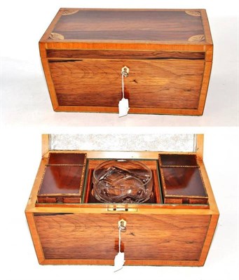 Lot 61 - A 19th Century Rosewood and Satinwood Banded Tea Caddy, with fitted interior and cut glass...