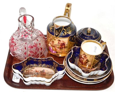 Lot 68 - Nine Pieces of Vienna Porcelain, with typical gilt highlighted decoration; and A Ruby Flashed...