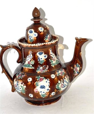 Lot 71 - A Meashamware Pottery Large Teapot and Cover, 35cm high (restored)