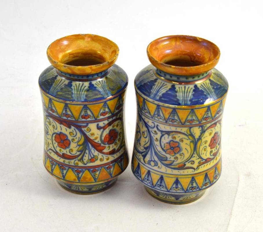 Lot 73 - A Pair of 18th Century Style Italian Lustre Vases, 14cm high