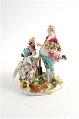Lot 74 - A Late 19th Century Meissen Style Porcelain Figure Group, of a lady and gentleman, 19cm high