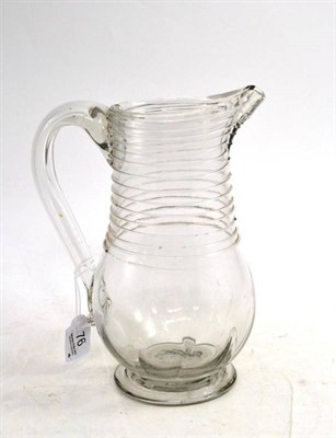 Lot 76 - A Glass Large Jug, 2nd half 18th century, of inverted baluster form with trailed ribbing to the...