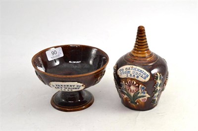Lot 90 - A Meashamware Onion Shaped Money Box, inscribed 'To Catherine from Uncle 1889', 17cm high; and...