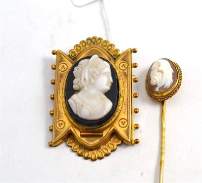 Lot 131 - A 19th Century Cameo Locket Brooch, the portrait of a maiden opens to reveal a locket panel,...