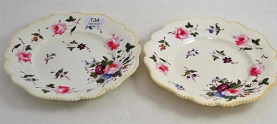 Lot 134 - A Pair of Early 19th Century Porcelain Plates, painted with roses, circa 1830's