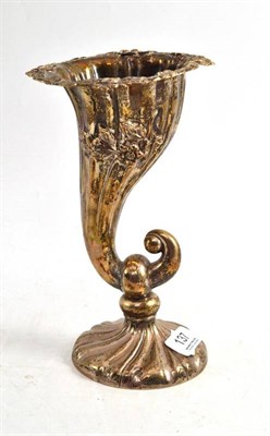 Lot 137 - A Silver Pedestal Cornucopia Shaped Spill Vase, 22cm high