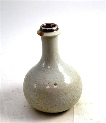 Lot 141 - A Chinese White Glazed Vase, with silver collar, 17cm high
