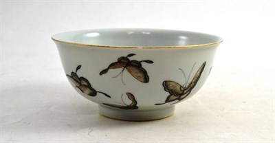 Lot 142 - A Chinese Porcelain Butterfly Bowl, bears Qianlong reign mark, with slightly everted rim,...