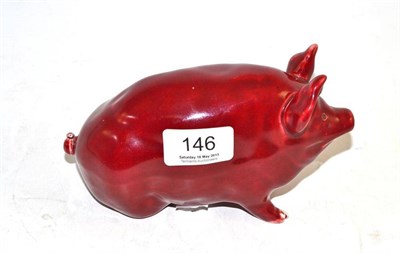 Lot 146 - A Small Wemyss Pig, with a claret ground, impressed Wemyss, 18cm long