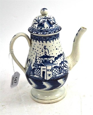 Lot 147 - A Late 18th Century Pearlware Blue and White Coffee Pot, 22cm high